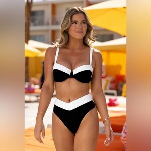 JoJo Underwire Bikini Top (size L) & V-Waist Bottoms (size XL) Set. NWT